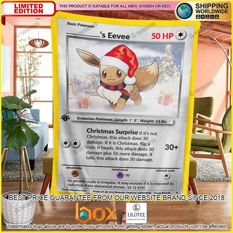 HOT Eevee Pokemon Santa Hat Custom Luxury Blanket Express Your Unique