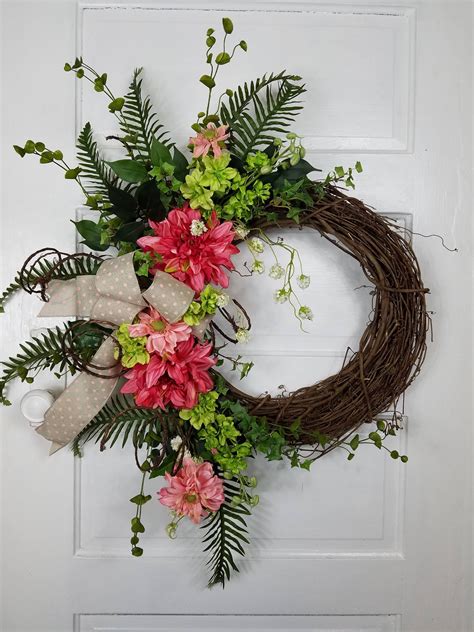 Front Door Decor Front Door Wreaths Everyday Wreath Dahlia Wreath