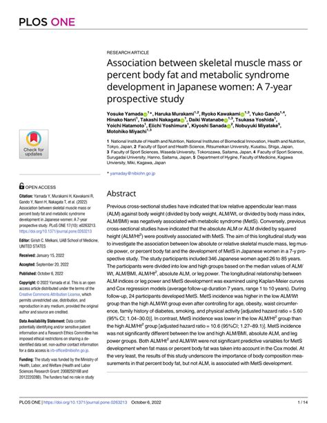 PDF Association Between Skeletal Muscle Mass Or Percent Body Fat And