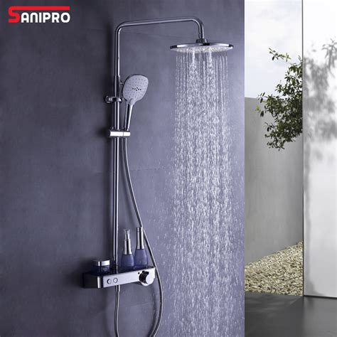 Sanipro Bathroom Accessories Rainfall System Wall Mounted Way Hot Cold Water Mixer Button