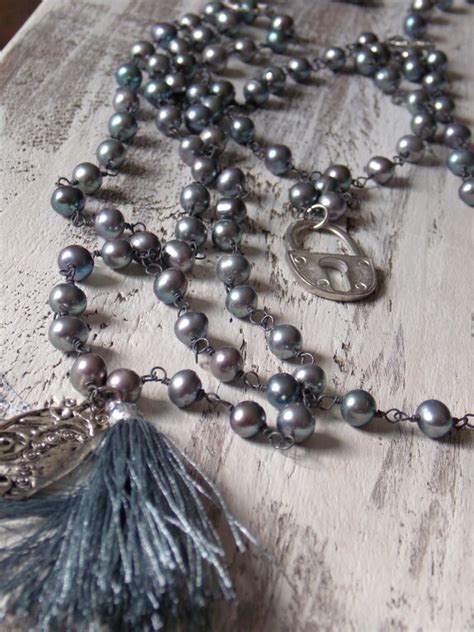 Vintage Freshwater Pearls Hand Wire Wrapped Pearls Silver Blue