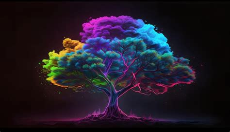 Premium Photo Neon Tree In The Night