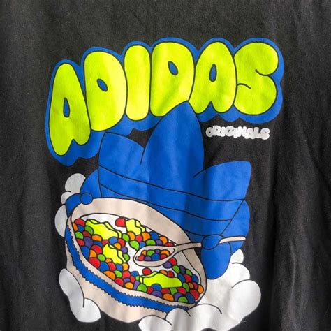 Adidas Originals Vintage Logo Eaten Cereal Black T Sh Gem