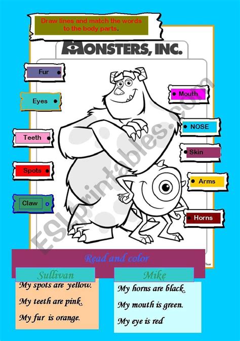 Monsters Esl Worksheet By Appleteacher