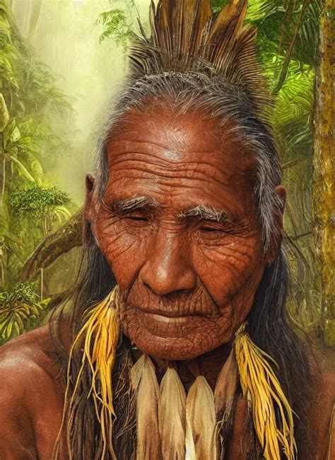 A Portrait Of An Indigenous Amazonian Elder In The Stable Diffusion