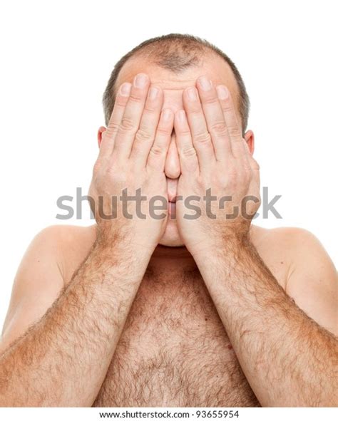 Naked Man Covering His Face Isolated Stock Photo 93655954 Shutterstock