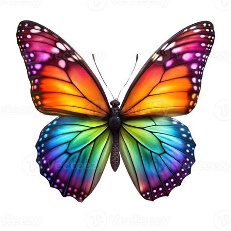 Colorful Rainbow Butterfly With Orange And Purple Wings 45943809 Png