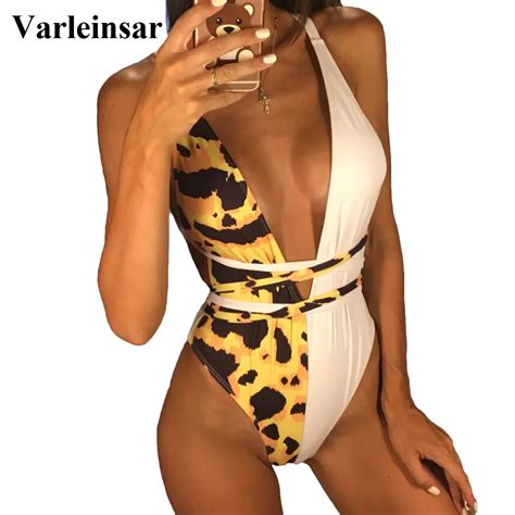 Buy Sexy Deep V Neck 2018 Women Swimwear One Piece