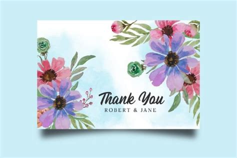 Thank You Card Watercolor Flower Graphic By Ianalfian220122 · Creative