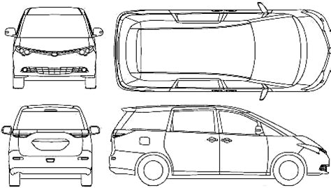 2007 Toyota Previa Minivan Blueprints Free Outlines