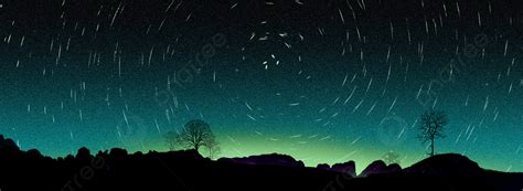 Full Aesthetic Hand Painted Starry Banner Background, Green, Aurora ...