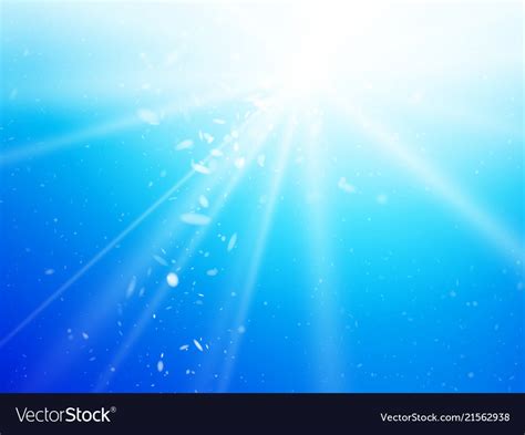 Light rays and dust blue sky background Royalty Free Vector