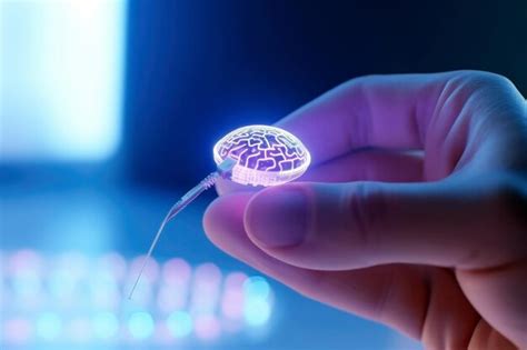 Premium Ai Image Scientists Hands Hold A Neural Computer Interface Chip Brain Implant Chip