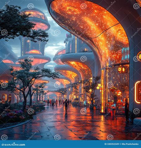 A Futuristic Market With Holographic Vendors, Retro-futuristic