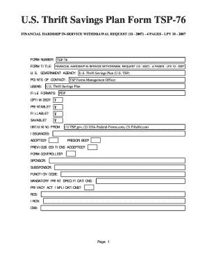 U S Thrift Savings Plan Form Tsp U S Federal Forms