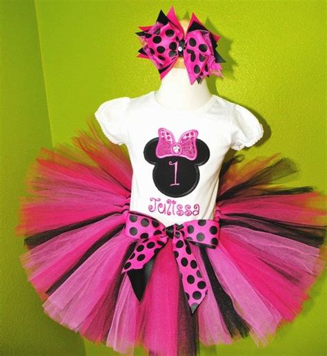 Girls Fancy Minnie Mouse Hot Pink And Black Quick Ship Tutu Set Minnie