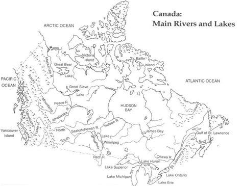 Canada Map With Rivers And Lakes - Europe Mountains Map