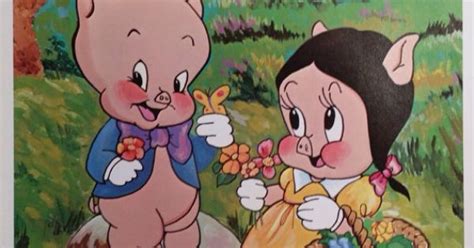 Vintage Porky Pig And Petunia Pig Picnic Poster By OhsgStudio