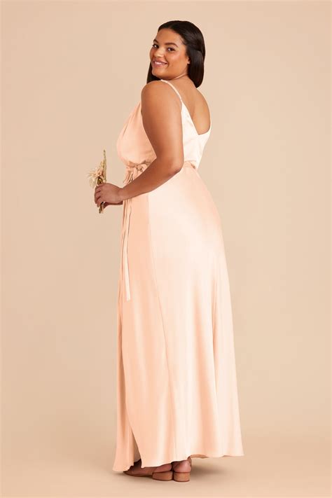 Cindy Matte Satin Bridesmaid Dress Peach Cream Page Birdy Grey