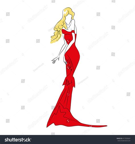 Vector Fashion Sketch Beautiful Blonde Model Stock Vector Royalty Free Shutterstock
