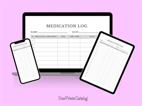 Printable Medication Log Ready To Print Medication Log Chart Etsy