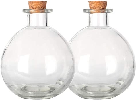 Small Clear Vintage Glass Bottles With Corks Bud Vases Decorative