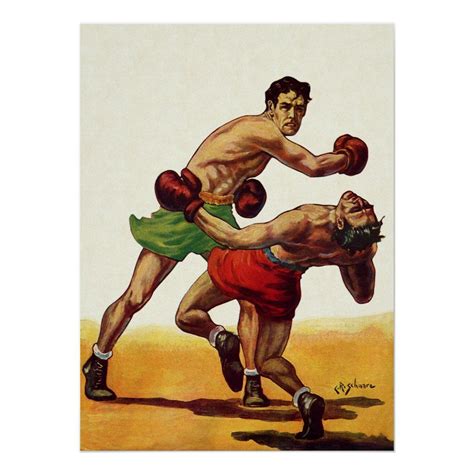 Vintage Sports Boxing Boxers In A Fight Poster Zazzle Vintage