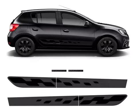 Adesivos Faixa Lateral Renault Sandero Rs 2016 2017 Preto