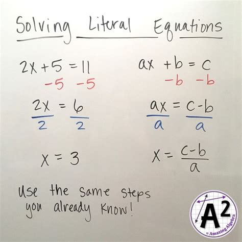 How To Solve Literal Equations Algebra 1