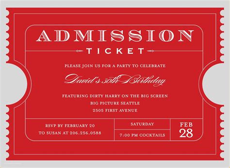 Ticket Invitation Template Free Of 4 Free Admission Ticket Templates Word Excel Pdf Formats