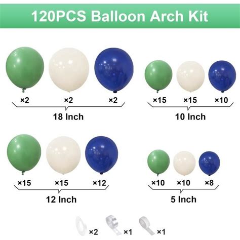 Kit Arche De Ballons Bleu Vert 120 Pièces Kit Guirlande De Ballons