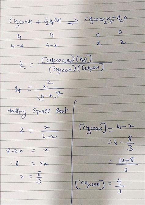 Ass K The Esterification Reaction Ch Cooh C Hoh Ch Cooc H Ho