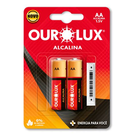 Pilha Alcalina Antifurto AA Pequena Blister 2 Unidades Ourolux