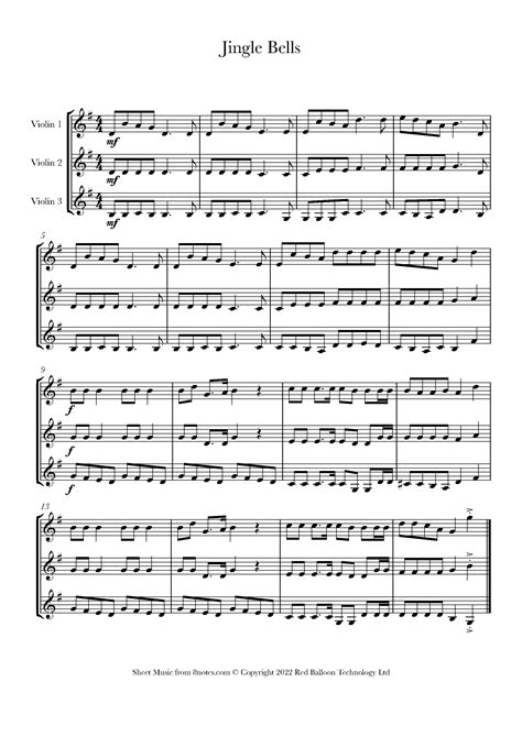 Jingle Bells Sheet Music For Violin Trio