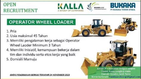 Pt Bukaka Teknik Utama Buka Lowongan Kerja Posisi Operator Loader