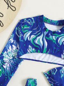 Allover Print Halter Triangle High Waisted Bikini With Cover Up SHEIN USA