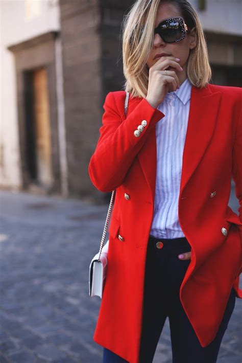 Amazing Outfit Combination For Red Blazer With Jeans Fashion