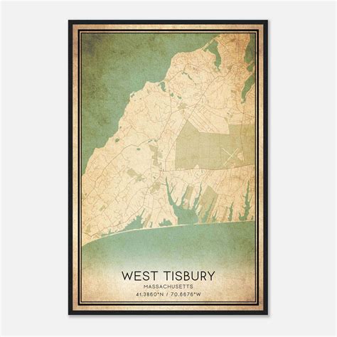 Vintage West Tisbury Massachusetts Map Poster, West Tisbury MA City