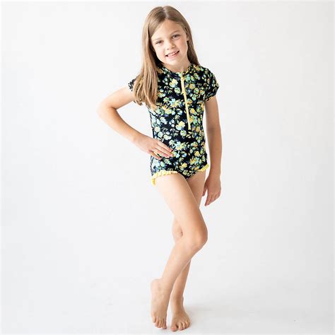 Rufflebutts Girls 4 7 Midnight Garden Waterfall Rash Guard One Piece