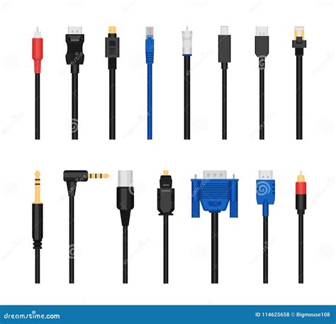 Realistic Detailed 3d Network Data Cable Connectors Set. Vector Stock Vector - Illustration of ...