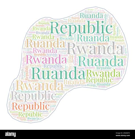 Rwanda Shape Filled With Country Name In Many Languages Rwanda Map In