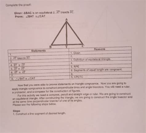 Solved Complete The Proof Given Delta Bac Is An Equilateral Overline