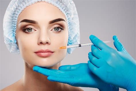 Premium Photo Amazing With Nude Make Up At Studio Background Doctor S Hands Wearing Blue