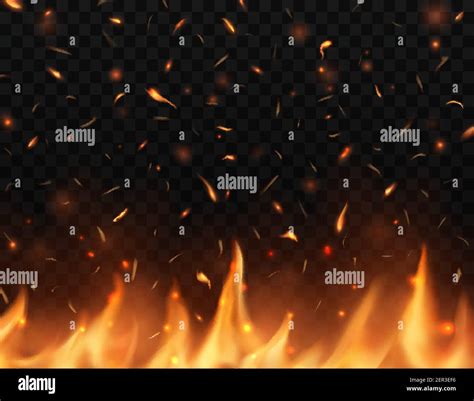 Realistic Fire Tongues With Sparks Vector Glow Shining Flare Burning