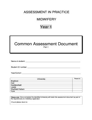 Fillable Online Common Assessment Document Practice Placements Fax