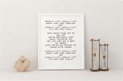 Smelly cat song lyrics. Phoebe Buffay song. Friends theme wall | Etsy