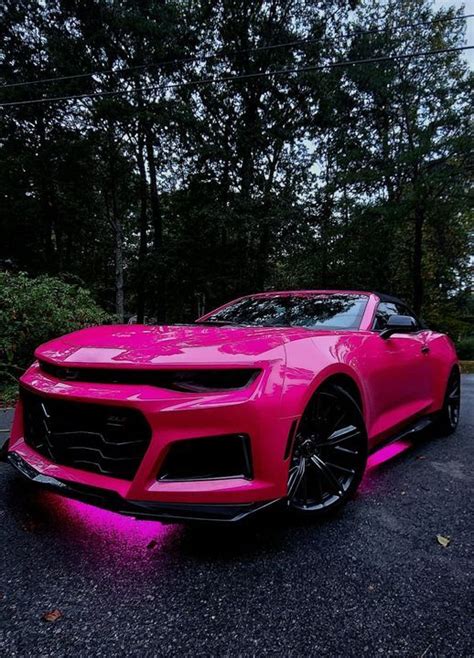 Pink Chevrolet Camaro Ss With Hood Up