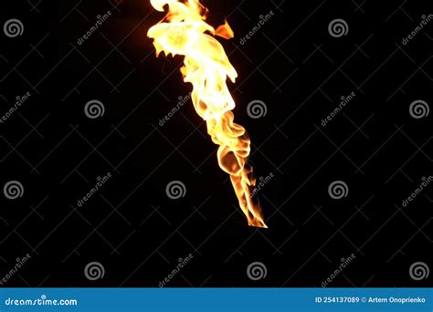 Yellow Fire Flames Isolated on a Black Background Stock Illustration ...