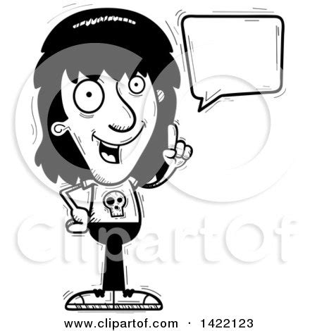 Clipart Of A Cartoon Black And White Lineart Doodled Metal Head Guy