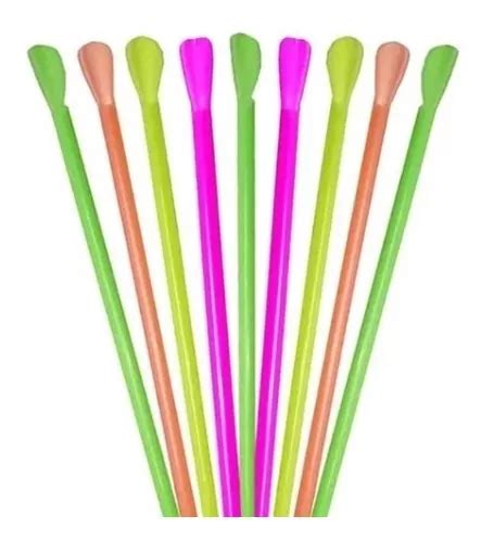 Canudo Colher Mexedor Drink Neon 17 5cm C 100 Unid Coloridos MercadoLivre